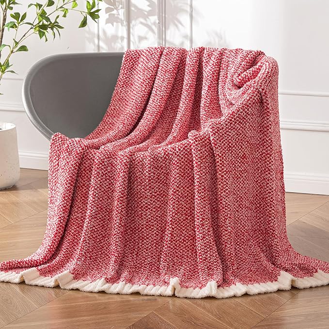 MIULEE Red Super Soft Throw Blanket for Couch, Cozy Fluffy Warm Blankets Lightweight Knit Throw Blankets for Sofa, Bed, Chair, Living Room, Camping, Picnic, 50 x 70 inch-Ruum Studio Home
