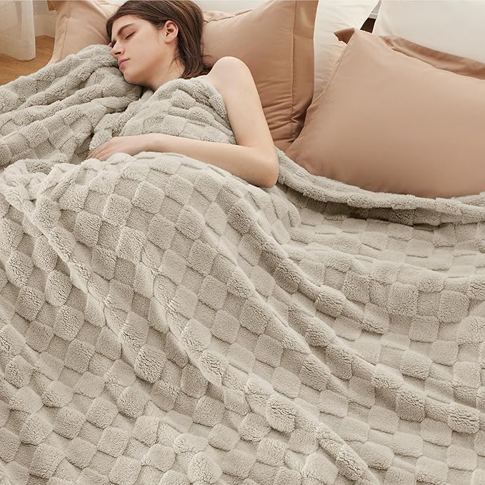 Bedsure GentleSoft Blankets Queen Size for Bed - Super Soft Cozy Blanket for Women Men Girls, Large Fuzzy Fleece Throw for Bedroom Decor, Light Brown, 90x90 Inches-Ruum Studio Home