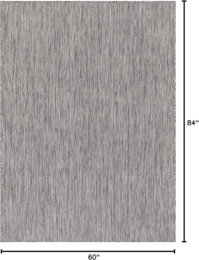 Washable Indoor Outdoor Rug 5x7 Weather Resistant Area Rugs Modern Solid for Porch Deck Balcony Backyard Patio Outside Carpet (5 X 7 Silver Grey)-Ruum Studio Home