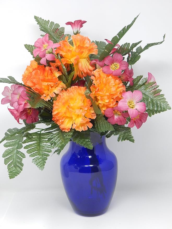 Floral Supply Online - 8" Rose Vase and Flower Guide Booklet - Decorative Glass Flower Vase for Floral Arrangements, Weddings, Home Decor or Office. (Cobalt)-Ruum Studio Home