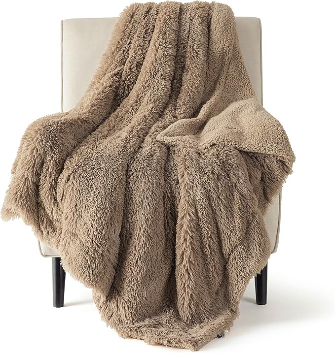 Bedsure GentleSoft Fuzzy Sherpa Faux Fur Twin Blanket, Brown Cozy Gifts for Women Men, Soft Fleece Plush Warm Minky Thick Blanket Twin Size for Bed, Couch, Brown Room Decor Dorm Essentials, 60x80-Ruum Studio Home