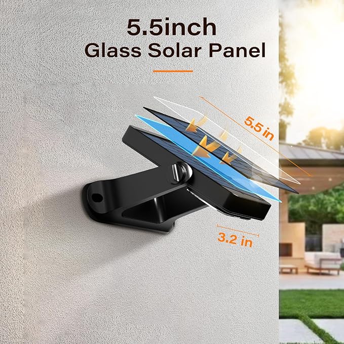 200LM Solar Wall Lights Outdoor 6 Colors, 2200mAh Long Lasting Solar Powered Deck Lights, 360° Adjustable Porch Light IP65 Waterproof, Glass Panel Fence Light for Gutter, Step, 2 Pack-Ruum Studio Home