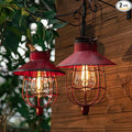 YAKii 2 Pack Solar Lantern Hanging Waterproof Outdoor Metal Solar Lamp with Warm White Light Decorate for Yard Garden Pathway Patio Porch Decor (Red)-Ruum Studio Home