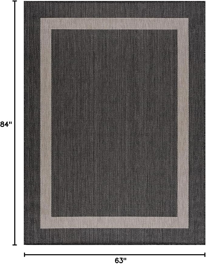 CAMILSON Outdoor Rug 6x9,Modern Outside Rugs for Patios Porches Waterproof Durable Washable Non-Shedding, Easy-to-Clean Indoor Outdoor Area Carpet (6 x 9, Bordered - Dark Gray/Light Gray)-Ruum Studio Home