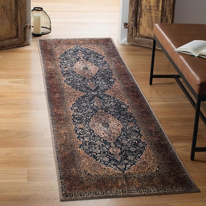 Keen Home Design 2x10 Rug - Machine Washable Runner Rug with Non-Slip Backing, Ideal for Hallway, Entryway, Kitchen, Laundry Room - Vintage, Easy Clean, Durable, Low Pile - (2'6" x 10')-Ruum Studio Home