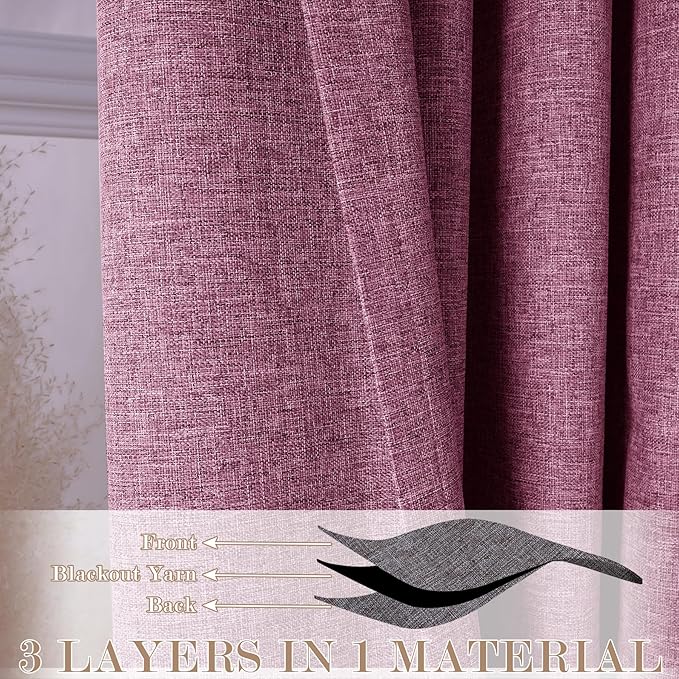 Full Blackout Privacy Curtains, 240 Inch Extra Wide Linen Blend Drapes, Pinch Pleat Window Drapery for Room Divider Storage/Space Room Separation, 1 Panel, W 240" x L 102", Lilac-Ruum Studio Home