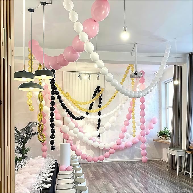 Pastel Pink Linking Balloons, 100PCS 6 Inch Small Baby Pink Link Balloons for Making Balloon Wall Heart Arch, Quick Linked Balloon for Girls Wedding Birthday Baby Shower Valentine's Party Decorations-Ruum Studio Home