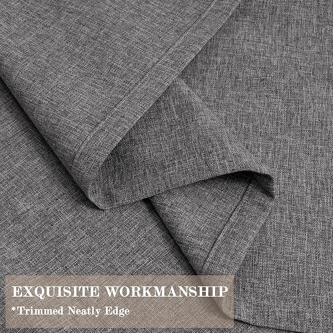 100% Blackout Linen Textured Drapes for Bedroom Pinch Pleated Curtains for Track System Portable Drapery for Sliding Glass Door/Storage/Space Room Divider, 70" Wx84 L, 1 PC, Natural Grey-Ruum Studio Home