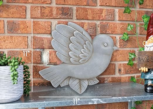NAT & Jules Animal Character Shaped Dimensional Indoor Outdoor 11 inch Cast Resin Decorative Garden Stepping Stone, Patio, Walkway Sculpture Yard Art, Stone Grey Bluebird-Ruum Studio Home