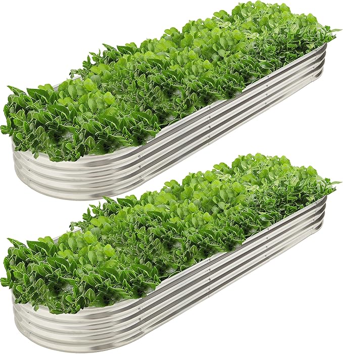 9' x 3' Metal Oval Raised Garden Bed Planter (2 PK)-Ruum Studio Home