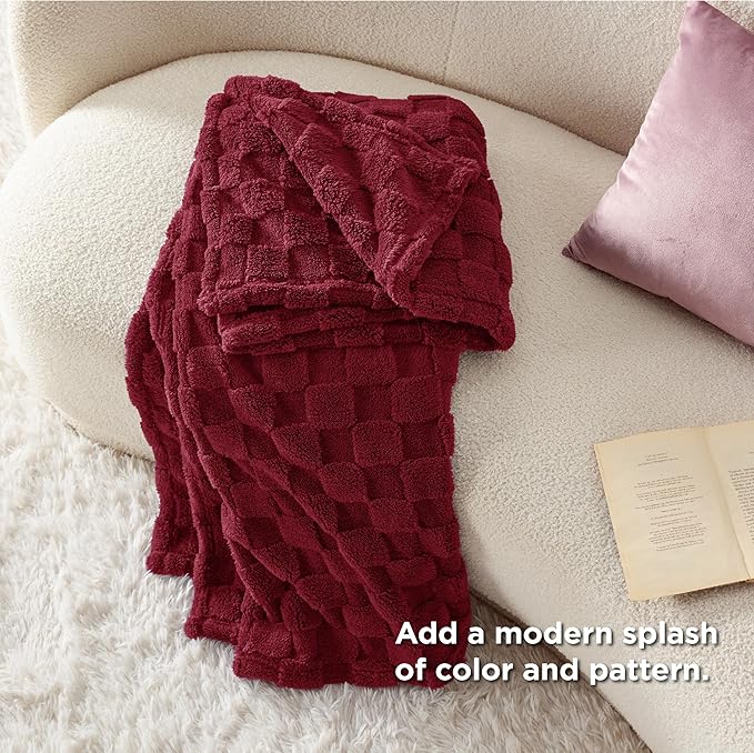 Bedsure GentleSoft Fall Throw Blanket for Couch - Checkered Fleece Red Blankets Gifts for Women Men Girls, Cute Soft Cozy Throw for Bedroom Home Decor Gifts, 50x60 Inches-Ruum Studio Home