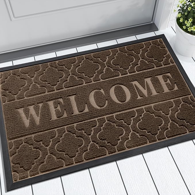 Yimobra Fall Door Mat Outdoor Indoor 29.5x17, All-Weather Waterproof Front Door Mat Outside Entrance, Non-Slip Low Profile Porch Patio Doormat, Brown-Ruum Studio Home