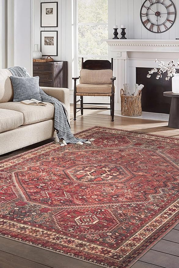 Keen Home Design 6x9 Rug - Machine Washable Area Rug with Non-Slip Backing, Ideal for Living Room, Dining Room, Bedroom - Vintage, Easy Clean, Durable, Low Pile Rug - (6' x 9')-Ruum Studio Home