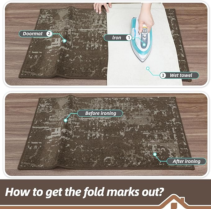 BEQHAUSE Dirt Trapper Door Mat 20"x32" Non-Slip Door Mats Washable Entryway Rugs Stain Resistant Doormat Absorbent Welcome Floor Mat for Front Back Door, Muddy Wet Shoes & Paws,Brown-Ruum Studio Home