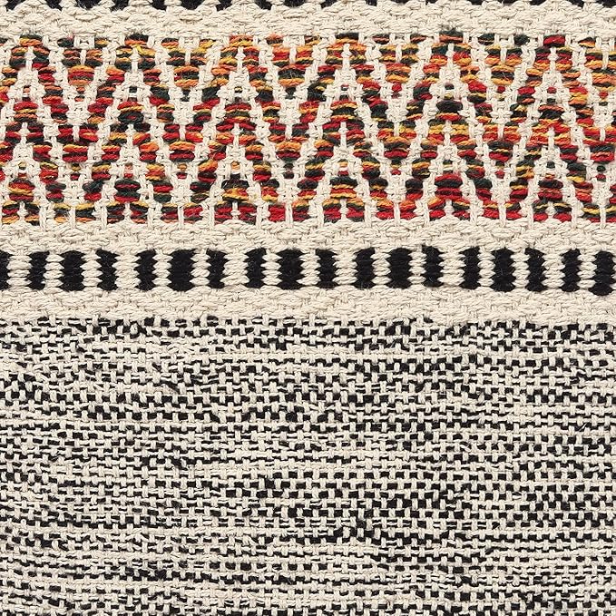 REDEARTH · Tufted Pouf Ottoman with Filler Textured Storage Cube Bean Bag Pouffe Footrest for Living Room, Bedroom, Nursery, Home Decor - 100% Cotton (17.5"X17.5"X17.5", Motley Bohemia Multi)-Ruum Studio Home