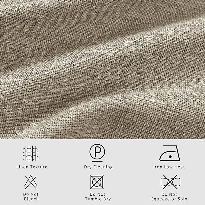 Macochico 120”Wx102”L 100% Blackout Linen Curtains Pinch Pleated Thermal Panels for Sliding Door Bedroom Living Room Farmhouse Shabby Chic Light Khaki Burlap Curtains with Tieback 1 Panel-Ruum Studio Home