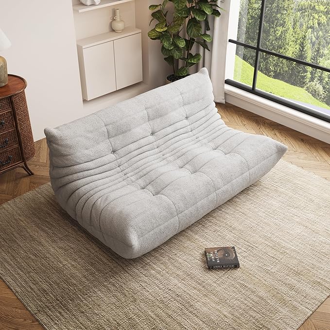 Bean Bag Chair, Oversized Bean Bag Chair for Living Room, Fireside Chair for Adults with Memory Foam Filled, Big Accent Lounge Floor Sofa for Reading, Relax, No Assembly Required. (Grey 3-Seater)-Ruum Studio Home