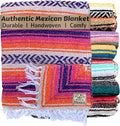 Del Mex Classic Mexican Blanket, Large Authentic Woven Falsa Throw (70"x50"), Artisan Southwest Décor for Beach, Yoga, Outdoors (Pink/Orange)-Ruum Studio Home
