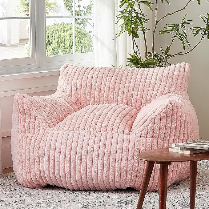 Giant Bean Bag Chairs for Adults with Filling Plush Fluffy Bean Bag Chairs for Teens with Armrests Comfy BeanBag Lazy Couch Sofa Chair for Bedroom Living Room Reading-Ruum Studio Home