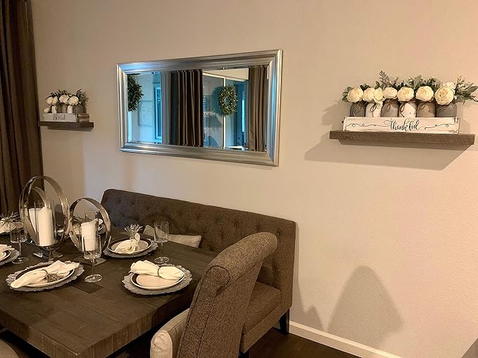 joelsantiques 24 Inch Wooden Floating Shelves for Wall - 24x6x2 in - Made of Natural Wood - Short Heavy Duty Rustic Wall Shelves for Bedroom - Perfect for Bathroom, Kitchen - Grey-Ruum Studio Home