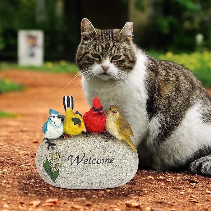 Design Toscano Birdy Welcome Garden Stone Statue: Medium-Ruum Studio Home