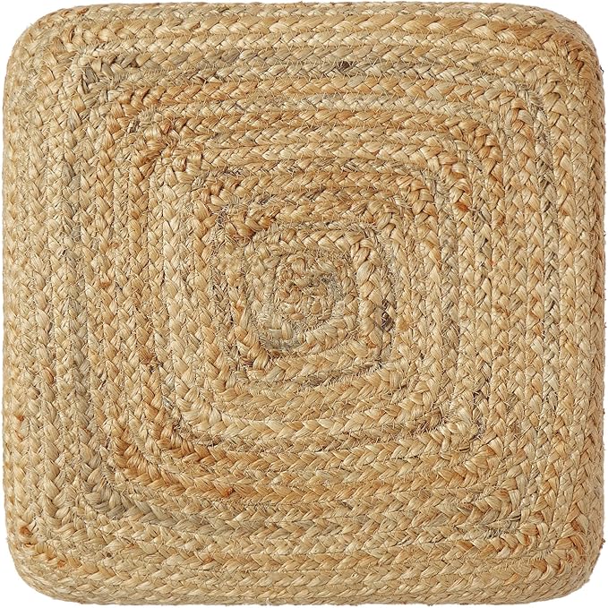 REDEARTH · Cube Pouf Ottoman - Braided Pouffe Accent Sitting Square Footrest for Living Room, Bedroom, Nursery, kidsroom, Patio, Gym; 100% Jute Set of 2 (14.5"x14.5"x16"; Natural Ivory)-Ruum Studio Home