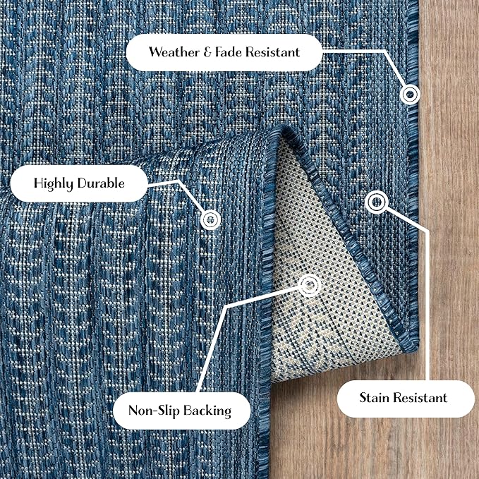 Adiva Rugs Outdoor Indoor Area Rug, Weather Resistant, Easy to Clean, Stain Resistant Floor Mat for Dining Room, Backyard, Deck, Patio (Azure Denim Blue, 6' X 9')-Ruum Studio Home