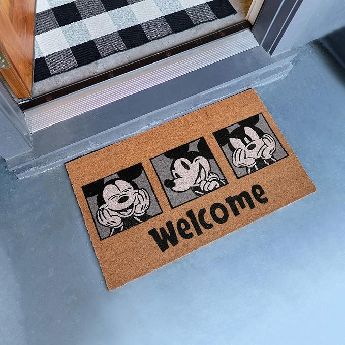Gertmenian Disney Mouse Doormat Rug Front Door Coir Mat Indoor Outdoor Entryway Carpet, 2-Pack 20x34, Retro Mickey Home/Welcome-Ruum Studio Home