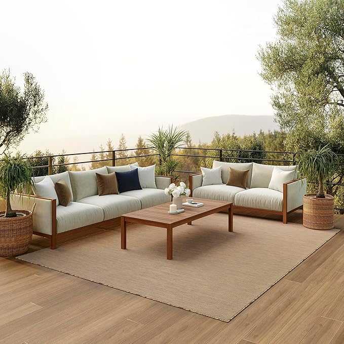 Nourison Home Positano Indoor/Outdoor Jute 9' x 12' Area Rug, Easy Cleaning, Non Shedding, Bed Room, Living Room, Dining Room, Backyard, Deck, Patio (9x12)-Ruum Studio Home
