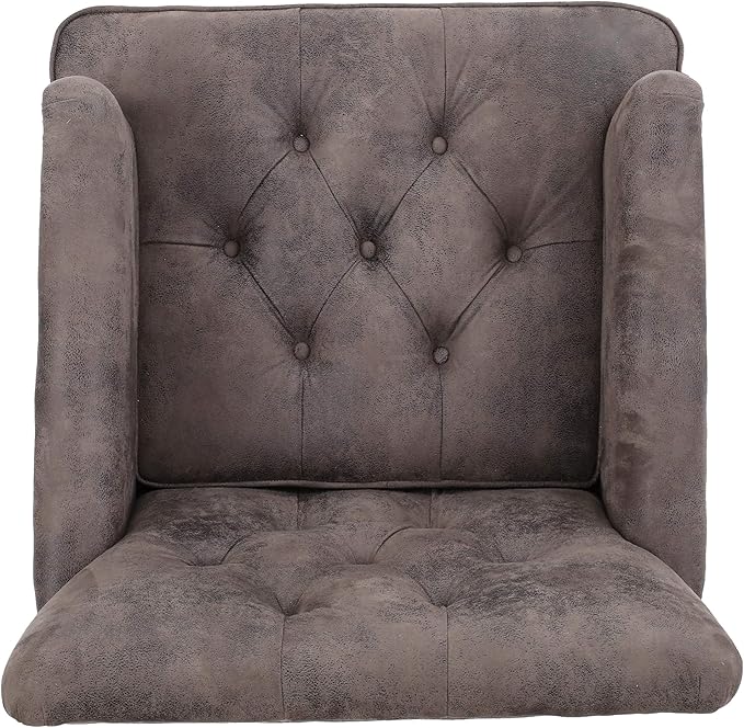Christopher Knight Home GDFStudio Medford Brown Tufted Club Chair, Fabric Accent Chair with Studded Nailhead Accents-Ruum Studio Home