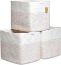 NaturalCozy 13x15x13 Kallax Storage Cubes Bins, 3 Pack | Cotton Rope Cube Storage Bin Woven Baskets for Organizing | Kallax Insert Storage Baskets for Shelves Organizer, Kids Toy, Closet Baby Nursery-Ruum Studio Home