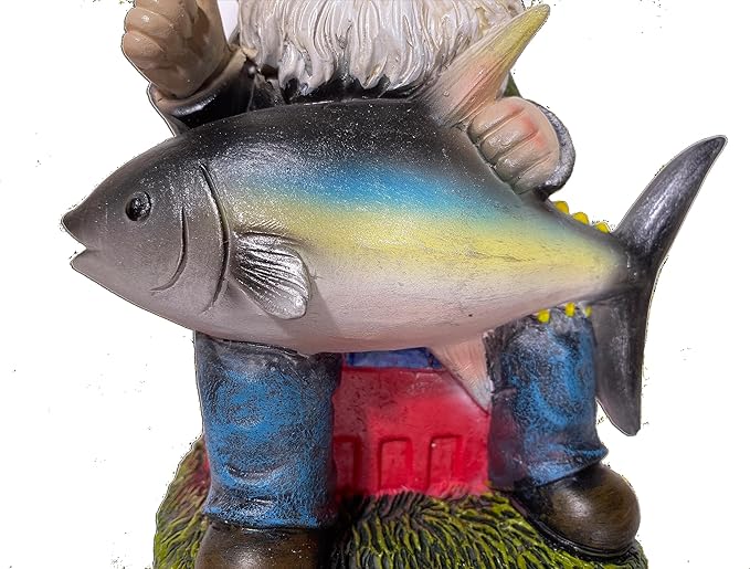 Fishing Gnome with Tuna Fish,Fishing Garden Gnomes Outdoor,Funny Garden Gnome 9“，Fishing Gnomes Decorations for Yard (Fishing Gnome)-Ruum Studio Home