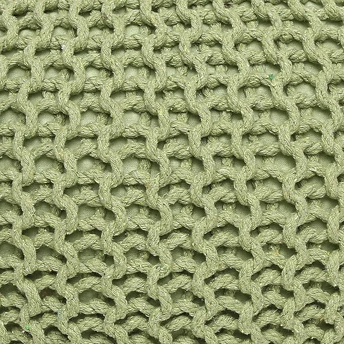 REDEARTH Round Pouf Foot Stool Ottoman - Cotton Knitted Cord Boho Pouffe - Cable Poof Filled Footrest Stuffed for Living Room - Nursery - Bedroom - Patio - Lounge (19.5"x19.5"x14") - Kiwi-Ruum Studio Home