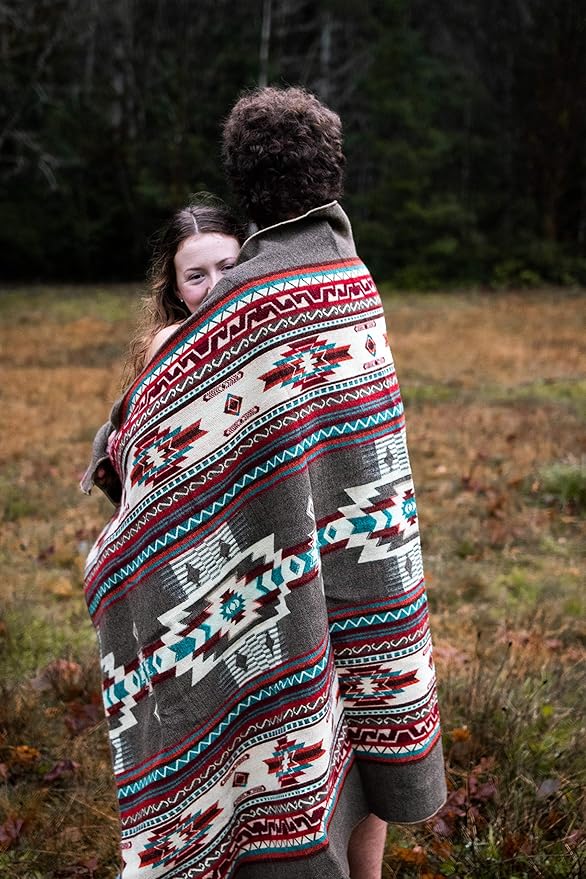 Inca Aztec Throw, Queen, King Blanket | Southwest Indian Navajo Boho Style | Native Cover for Camping, Bedding, Couch, Vanlife | Faux Alpaca, Lightweight, Hypoallergenic (Chimborazo Beige, Throw)-Ruum Studio Home