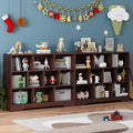 Book Shelf Set of 2, 10 Cubes Storage Organizer, 3-Tier Open Shelf Wooden Bookcase, Freestanding Cherry Bookshelf Cube Shelf for Bedroom, Living Room, Home Office-Ruum Studio Home