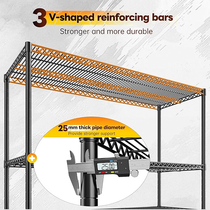 REIBII 2560LBS Storage Shelves 55.5"W Metal Shelving Unit 4 Tier Wire Shelving Commercial Adjustable Garage Shelving Heavy Duty for Storage Rack for Pantry, Garage, Kitchen, 55.5"W x 18"D x 55.5"H-Ruum Studio Home