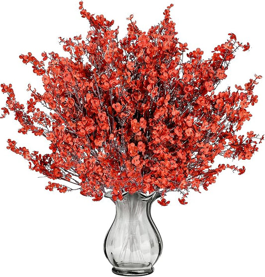 Sggvecsy 15 Pcs Babys Breath Artificial Flowers Gypsophila Bouquets Bulk Real Touch Fake Silk Flowers for Home DIY Floral Arrangement Table Centerpiece Fall Thanksgiving Autumn Decoration (Orange Red)-Ruum Studio Home