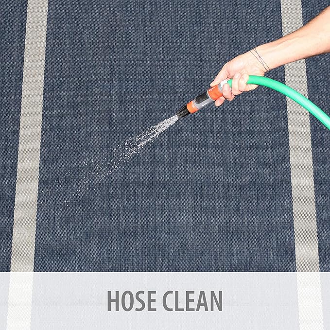 CAMILSON Outdoor Rug 10x14, Large Modern Outside Rugs for Patios Porches Waterproof Durable Washable Non-Shedding, Easy-to-Clean Indoor Outdoor Area Carpet (10 x 14, Bordered - Blue/White)-Ruum Studio Home