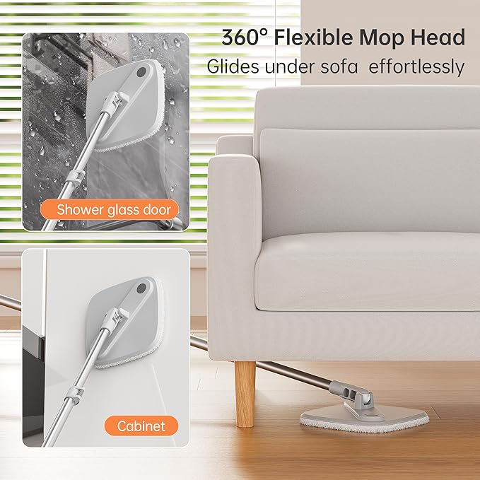 KZKR Spin Mop and Bucket Set with Self Separation Dirty and Clean Water System, Self Wringing 360° Rotating Square Mop Head for Home Floors Cleaning (1.0 Mop and Bucket Set (4 Pads))-Ruum Studio Home