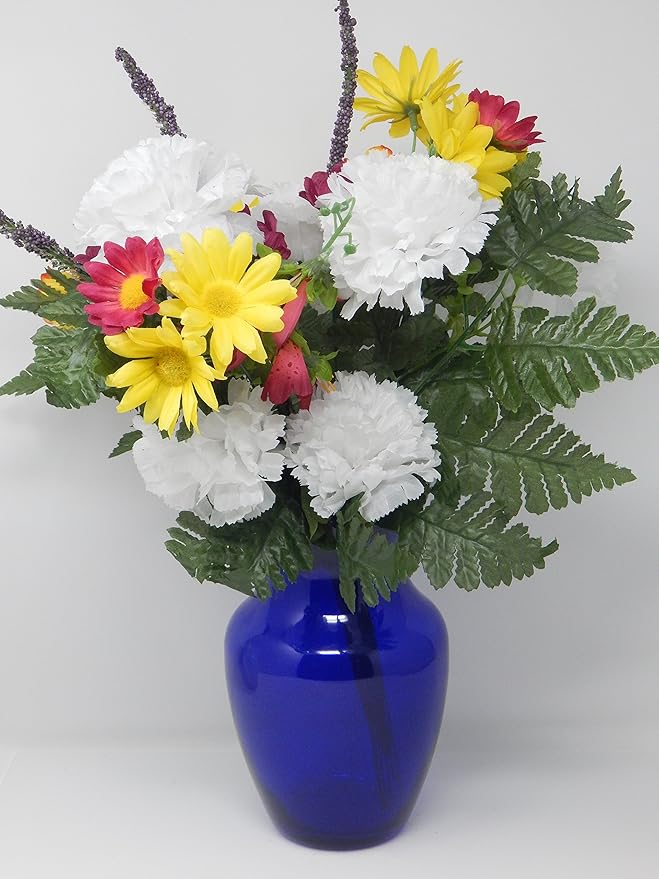 Floral Supply Online - 8" Rose Vase and Flower Guide Booklet - Decorative Glass Flower Vase for Floral Arrangements, Weddings, Home Decor or Office. (Cobalt)-Ruum Studio Home