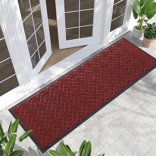 Yimobra Front Door Mat Outdoor Indoor 72x24, All-Season, All-Weather, Heavy Duty Welcome Door Mats Outside Entrance, Non Slip Porch Patio Entrance Mat, Red-Ruum Studio Home