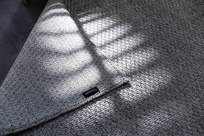 CAMILSON Easy Jute Rug 8x10, Indoor Outdoor Grey Color Area Rugs for Living Room Farmhouse Patio and Kitchen Rug, Solid Boho Woven Design, Easy-Cleaning, Washable Outside Carpet Alfombras (8 x 10)-Ruum Studio Home
