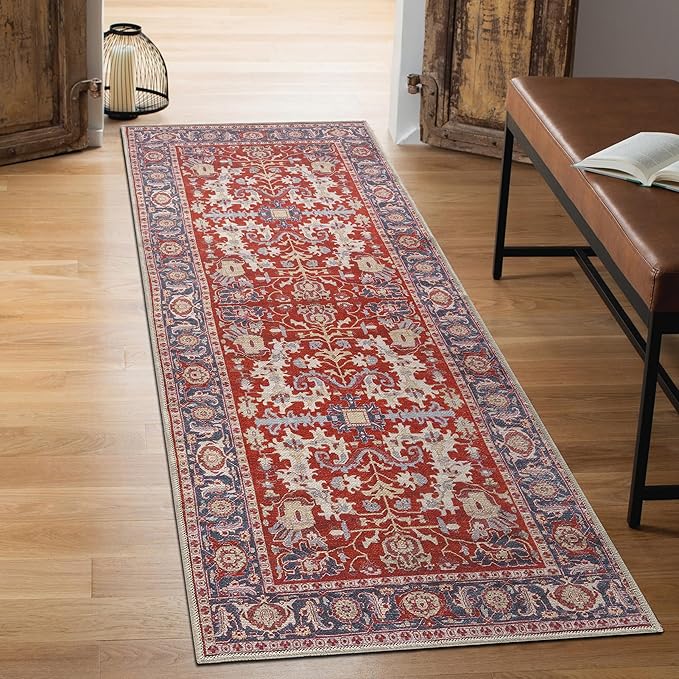 Keen Home Design 2x10 Rug - Machine Washable Runner Rug with Non-Slip Backing, Ideal for Hallway, Entryway, Kitchen, Laundry Room - Vintage, Easy Clean, Durable, Low Pile - (2'6" x 10')-Ruum Studio Home