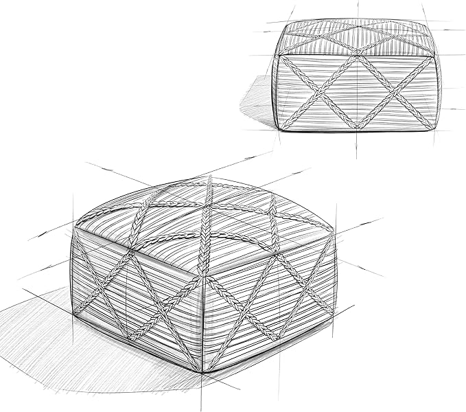 SIMPLIHOME Cowan Boho Square Pouf in Blue, Natural Handloom Woven for the Living Room, Bedroom and Kids Room-Ruum Studio Home