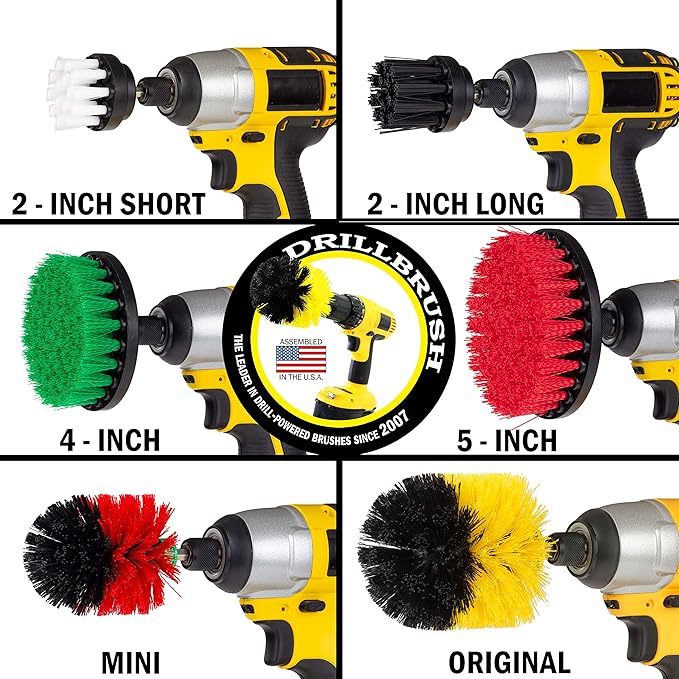 The Ultimate Drill Brush Cleaning Supplies Kit - Bathroom Accessories - Shower Cleaner - Bath Mat - Kitchen Accessories - Grout Cleaner - Dish Brush Set - Stove, Oven, Sink, Outdoor Drill Scrubber-Ruum Studio Home