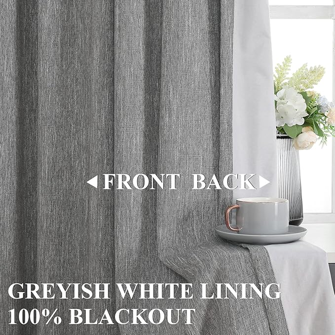 Vision Home Charcoal Grey Full Blackout Curtains Pinch Pleated Room Darkening Window Curtains 63 inch for Living Room Bedroom Thermal Insulated Pinch Pleat Drapes with Hooks Back Tab 2 Panel 40"Wx63"L-Ruum Studio Home