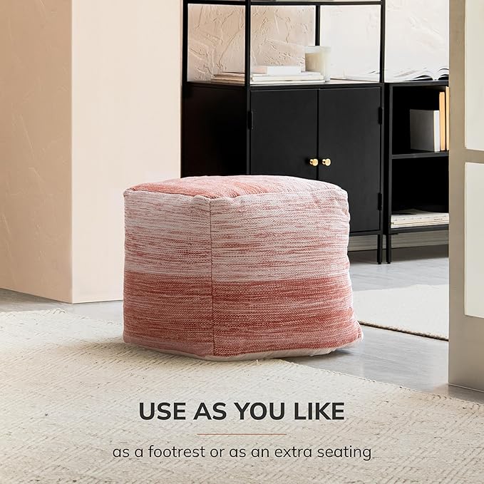 Anji Mountain 20"x20"x20" Handmade & Handcrafted Ottoman Pouf Comfortable Pouf Ottoman Foot Rest & Home Décor Accent for Living Room, Bedroom, Nursery, Kids Room, Patio-Ruum Studio Home