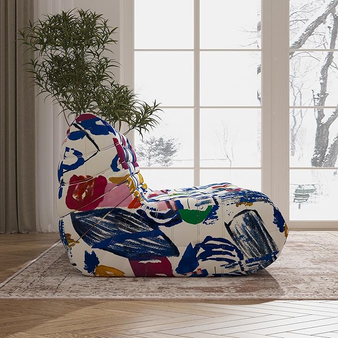 Big Bean Bag Chairs for Adults, 3 Seater Large Bean Bag Sofa, Fireside Chair Lazy Sofa Chair with High Density Comfortable Foam, Modern Bean Bag for Living Room, Bedroom, Office (Multicolor)-Ruum Studio Home