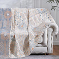 jinchan Boho 100% Cotton Muslin 50x60 Throw Blanket Lightweight 4-Layer Orange Multi Reversible Blanket Washable Breathable Decorative Geometric Striped Pattern Soft Comfy for Couch Bed All Seasons-Ruum Studio Home