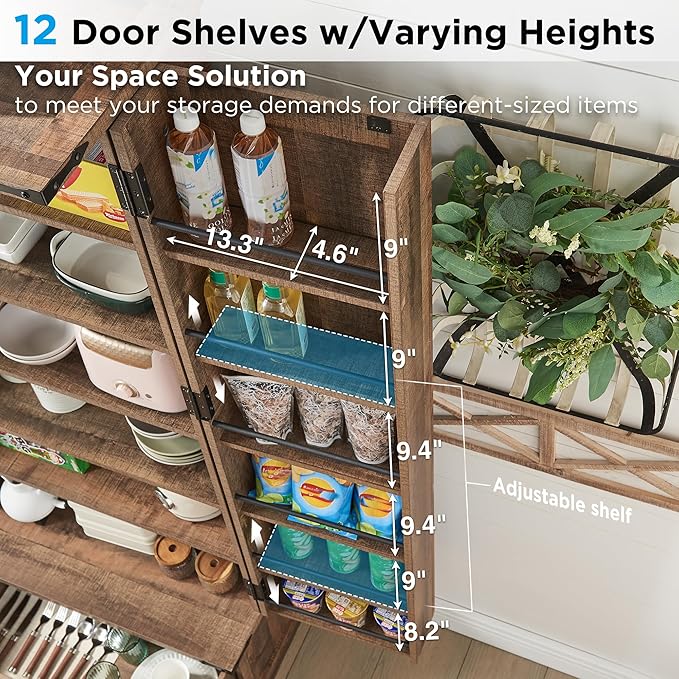 72" Farmhouse Kitchen Pantry Cabinet With Drawer, Tall Storage With 2 Barn Doors and Shelves, Versatile Large Rustic for Dining Room, Bathroom, Living Room, Rustic Brown-Ruum Studio Home